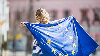 Europafahne weht im Wind